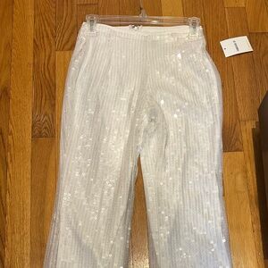 Gorgeous White Sequin High-Rise Pants NEW WITH TAGS- XS